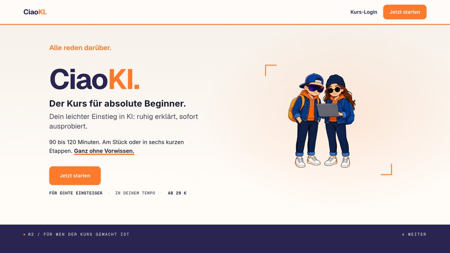 Die Startseite von CiaoKI.de.
